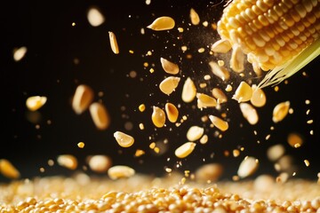 Wall Mural - A close-up shot of a single ear of corn sitting on a table, great for food or harvest themed images