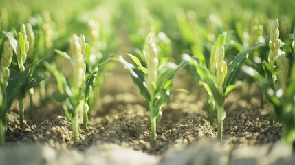 Poster - Close-up view of a lush green field with various types of plants and foliage