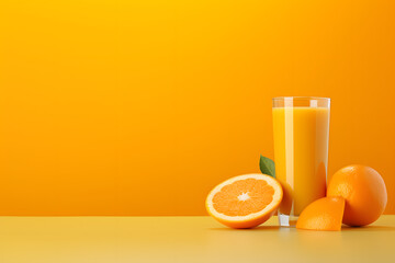 Wall Mural - Still life of freshly squeezed orange fruits and orange juice
