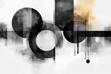 Aufkleber - Abstract geometric design featuring black and gray circles interspersed with contrasting colors in a modern composition