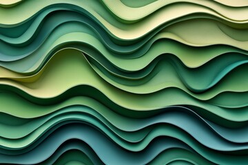Aufkleber - Colorful abstract waves display flowing patterns in various shades of green, creating a visually soothing effect in a modern design