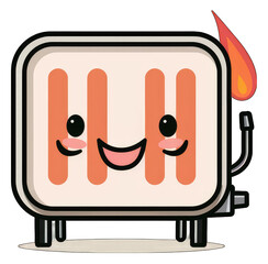 Wall Mural - Happy Cartoon Heater with a Friendly Face