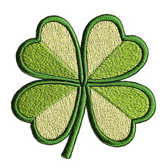 Four-leaf Clover Embroidered Patch, PNG, Transparent Background, St. Patrick's Day Decoration
