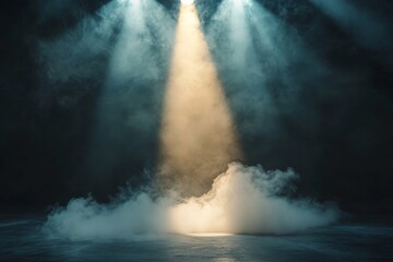 Leinwandbilder - Dramatic lighting creates an atmospheric fog effect on a dark stage in a performance venue
