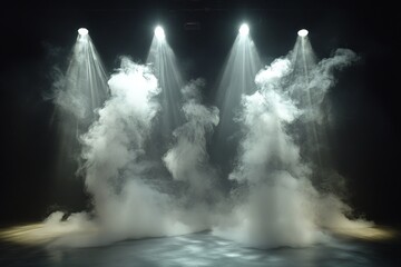 Leinwandbilder - Dramatic stage lighting creates an atmospheric effect with smoke and beams in a theatrical performance setting