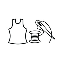 Wall Mural - Needle thread and tank top set icon with a sleek and minimalistic design, perfect for fashion designers, clothing brands, and sewing projects.