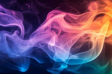 Poster - Colorful swirling smoke creates mesmerizing patterns in the dark background