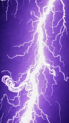 Aufkleber - A stylized lightning strike in vivid purple, captured mid-explosion against a dark void, with swirling trails of electrified smoke and VFX glow.