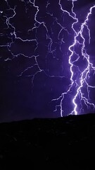 Aufkleber - A pulsating, violet-hued lightning strike spreading across the frame, motion blur conveying speed and raw power against a shadowy setting.