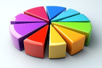 Aufkleber - Colorful geometric pie chart segments arranged in a circular pattern showcasing vibrant hues and smooth surfaces
