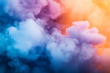 Poster - Colorful smoke swirls create a captivating backdrop in vibrant hues of blue, purple, and orange