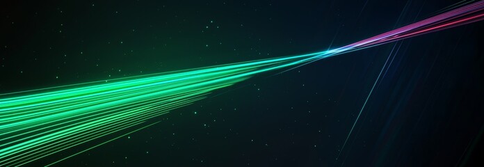 Wall Mural - abstract green light trails in the dark with a motion blur effect