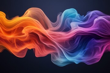 Poster - Colorful abstract waves flow smoothly in vibrant patterns against a dark background showcasing artistic motion