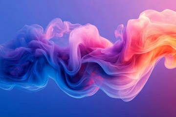 Wall Mural - Colorful abstract smoke waves create a mesmerizing flow across a vibrant blue to pink gradient background