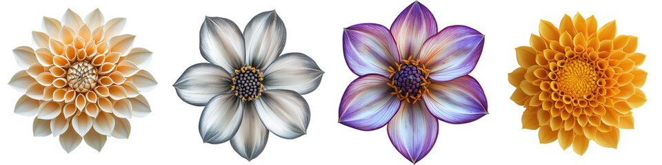 Poster - Colorful and unique flower designs showcasing vibrant patterns and textures in various shades and shapes