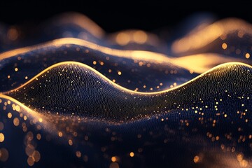 Wall Mural - Swirling waves of glowing particles illustrate the beauty of abstract digital landscapes