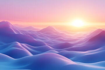 Aufkleber - Majestic sunrise over serene, rolling hills with soft, pastel colors illuminating the sky and mountains