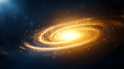 Wall Mural - golden spiral galaxy in dark space