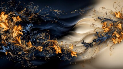 Poster - Elegant kanok pleaw pattern with golden flourishes an abstract digital artwork of asian decorative artistry