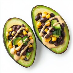 Wall Mural - Halved avocados filled with black beans