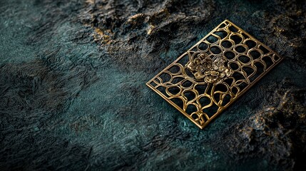 Aufkleber - Intricate golden takai motif design elegant display art piece textured background close-up view decorative concept