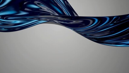 Aufkleber - Abstract blue metallic wave flow, futuristic design. Modern art and motion concept