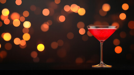 Poster - A moody composition where the warm-toned fizz contrasts a dark environment, illuminated by gentle bokeh reminiscent of holiday lights,
