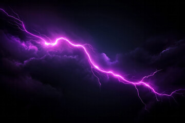 Poster - A cinematic, slow-shutter shot capturing a bright purple lightning bolt snaking across a dark sky, with motion blur adding an explosive VFX touch,