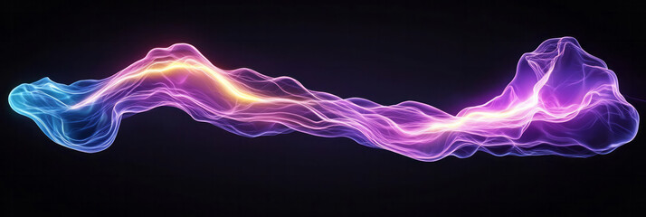 Poster - A minimalist angle capturing a single, pulsing violet lightning strike with elongated, blurred edges, giving a sense of high-voltage energy,