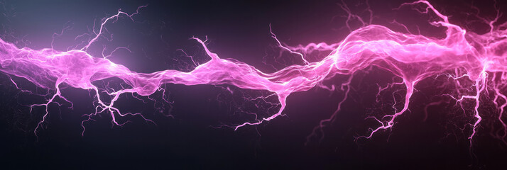 Poster - A stylized overhead look capturing a branching purple lightning phenomenon, each streak softened by motion blur for a futuristic VFX vibe,