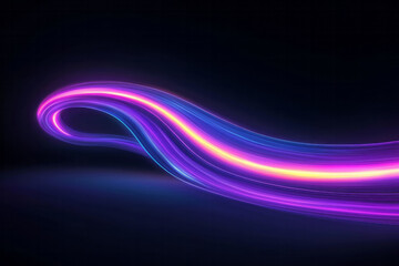 Poster - A refined perspective shot of a curved purple lightning path cutting through the darkness, subtle motion blur adding fluidity and cinematic flair,