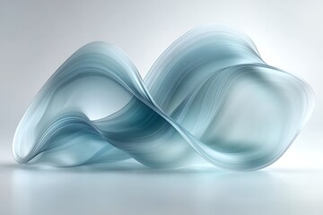 Wall Mural - Abstract Blue Glass Wave Sculpture Design