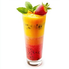 Wall Mural - Layered mango strawberry and passionfruit juices