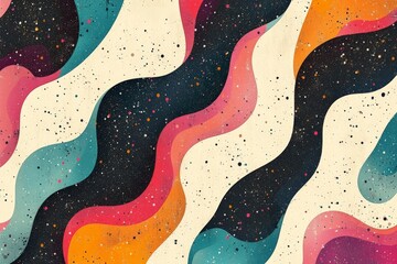 Poster - Colorful abstract waves create a vibrant visual pattern that evokes a sense of motion and creativity in contemporary design