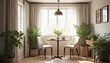© Herlin - Bright Sunlit Dining Room with Plants and Stylish Decor