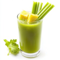 Wall Mural -  Light green juice with celery stalks 