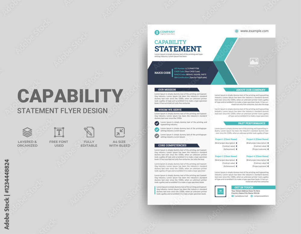 Capability Statement Template Design Stock Vector | Adobe Stock