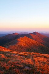 Wall Mural - Golden Hour Sunset Over Rolling Mountain Ridges