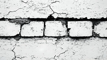 Wall Mural - Cracked whitewashed brick wall texture