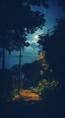 Canvas Print - Night outdoors nature street.