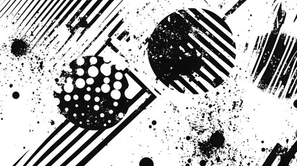 Poster - Dynamic and striking monochrome abstract background with geometric shapes splashes and a bold grungy composition