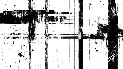 Fototapete - Gritty and Distressed Abstract Monochrome Grunge Texture with Disrupted Digital Patterns Glitch Effects and Splatter Accents  Modern Minimalist and Visually Striking Design Background