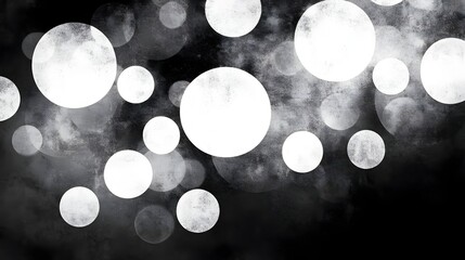Poster - Mesmerizing abstract background of glowing luminous orbs and circles of light against a dark blurred backdrop creating a magical enchanting atmosphere perfect for festive events