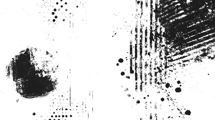 Fototapete - Striking abstract monochrome composition featuring dynamic ink splash effects textured patterns and glitch inspired digital elements  This modern experimental design evokes a sense of movement