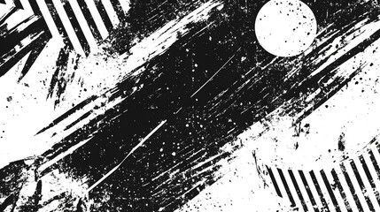 Poster - Striking abstract digital artwork featuring bold geometric patterns dynamic brush strokes and textured monochrome elements  Powerful expressive and visually captivating composition with a modern