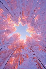 Wall Mural - Snow Covered Trees at Sunrise Winter Wonderland