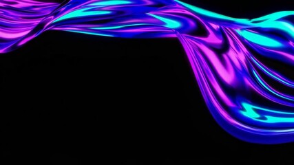 Poster - Abstract neon light wave with vivid colors on black background, digital art and futuristic design concept
