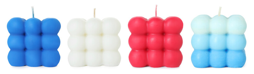 Wall Mural - Set of colorful bubble candles on white background