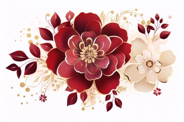 Wall Mural - Chinese flower pattern dahlia plant.