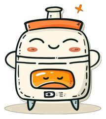 Wall Mural - Happy Rice Cooker Cartoon Character Design